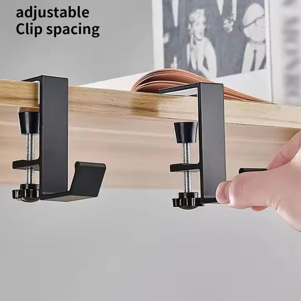 Adjustable Hanging Desk Edge Hook Punch-free Under Desk Backpack Storage Table Side Hook Detachable Bag Hook For Student Of G0L0