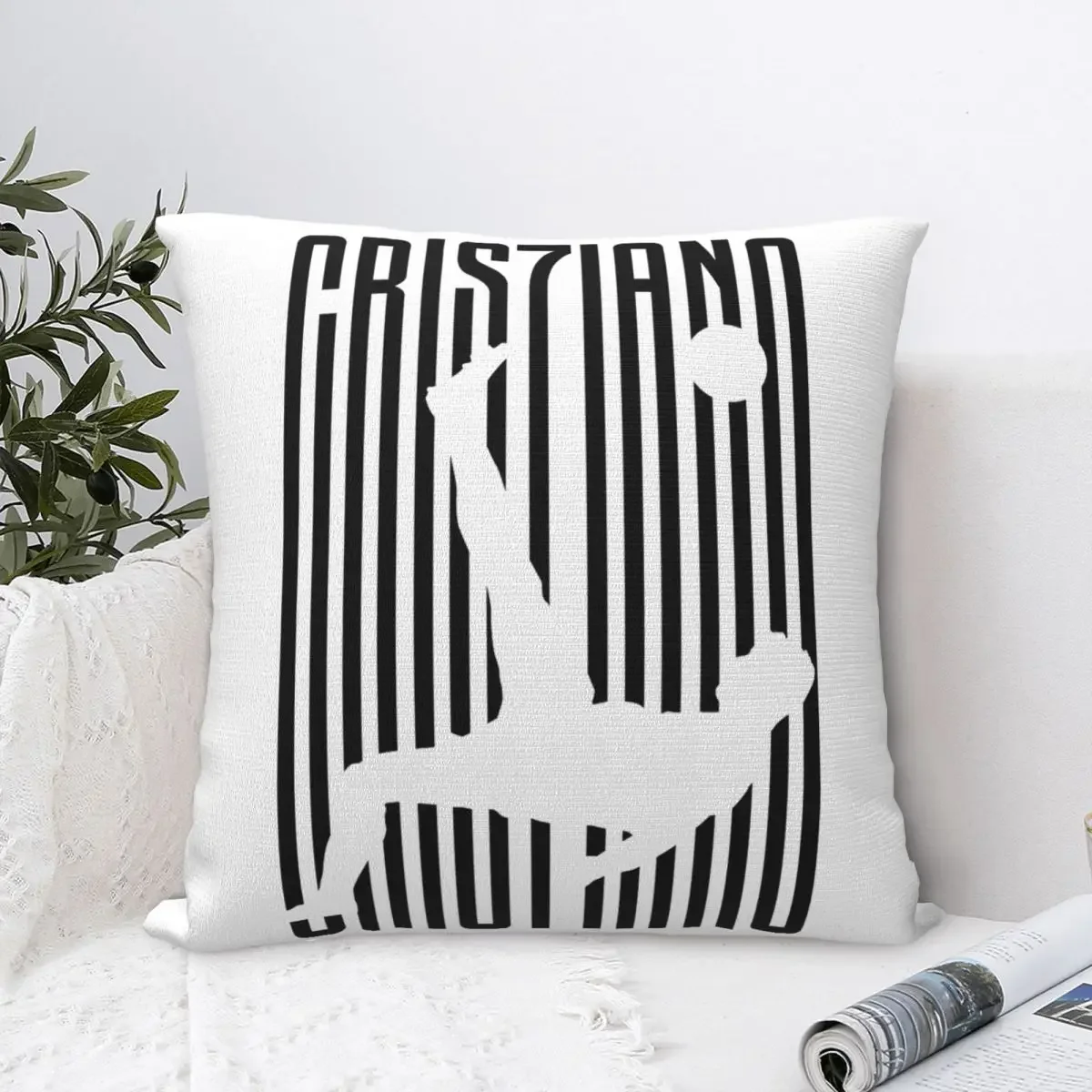 Черный Квадратный Чехол Для Подушки Cr7 Football Juve Design С Изображением Криштиану Роналду Стандартная Декоративная Наволо...