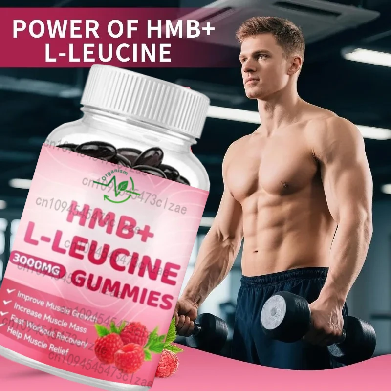 

HMB and Leucine Gummies 3000mg, Leucine Amino Acid HMB Supplement, Sugar Free Vegan Raspberry Gummies
