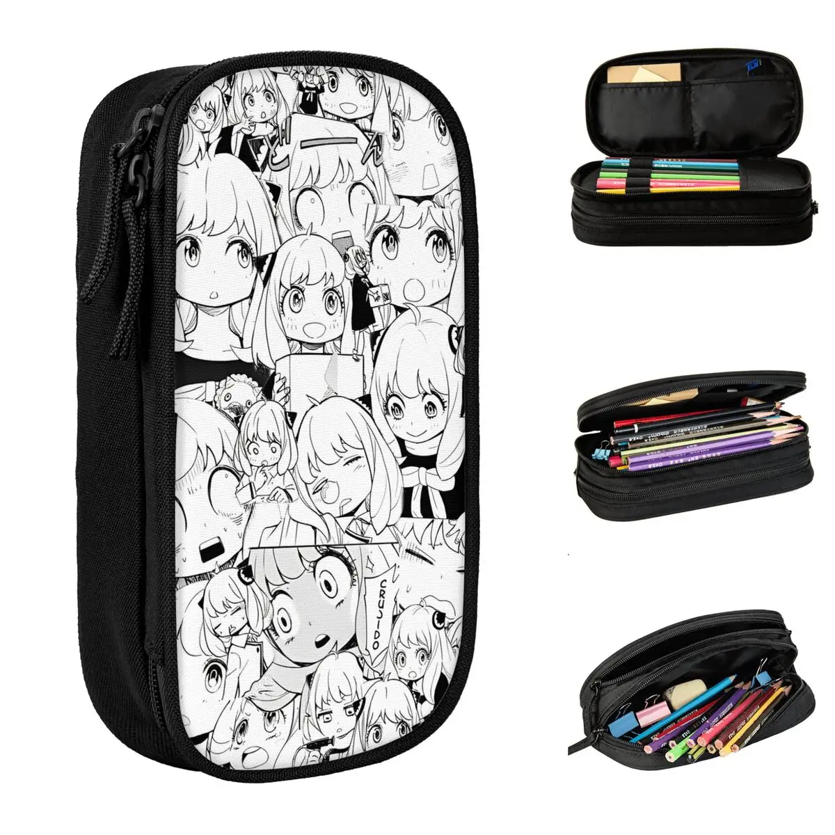 

Spy X Family Anya Bond Cartoon Anime Pencil Case University Pencil Box Kids Double Layer School Pencil Cases Custom Stationery