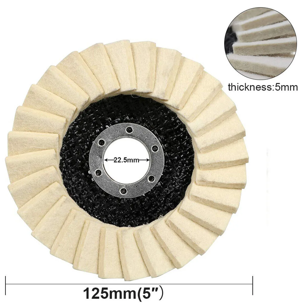 Rueda de pulido de 1x5 pulgadas, disco de fieltro de lana de 125mm, almohadilla para pulir, amoladora angular, almohadillas pulidoras redondas, pulido de encerado de Metal
