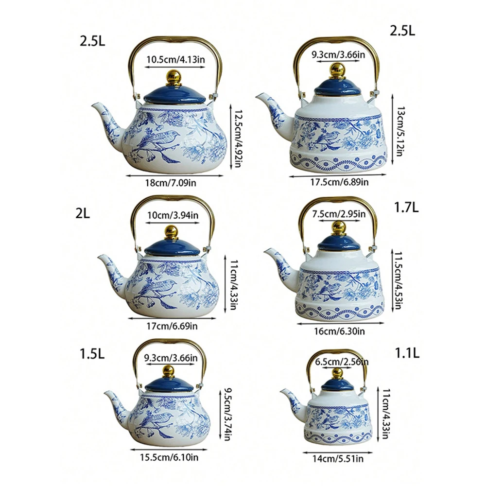 New Chinese-style Enamel Teapot, Thickened Enamel Coffee Pot, Stovetop Induction Cooker Compatible Heating Kettle, 1.7L/2.5L - view 6
