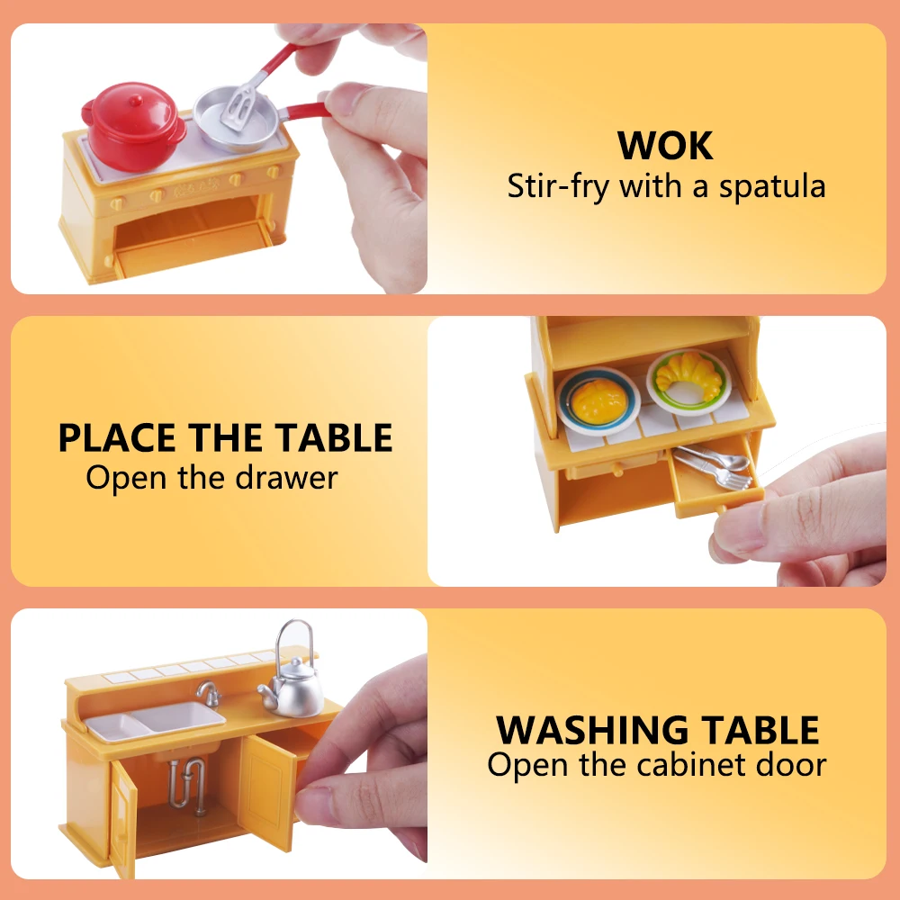 SENGTONGLE-T04 conjunto de cozinha casa de bonecas móveis em miniatura cozimento comida fingir jogar casa de boneca acessórios para presentes da menina do menino