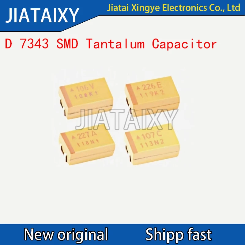 

100Pcs/Lot D 7343 SMD tantalum capacitor 10UF 22UF 33UF 47UF 100UF 220UF 330UF 470UF 50V 35V 25V 16V 6.3V 10V