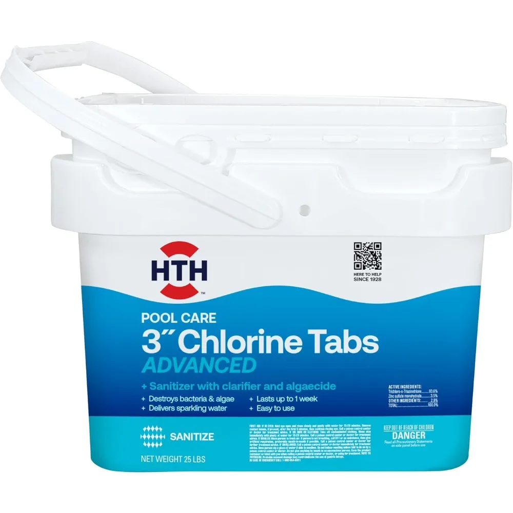 

42055 Swimming Pool Care 3" Chlorine Tabs Advanced, Swimming Pool Chlorinating Sanitizer, 25lb