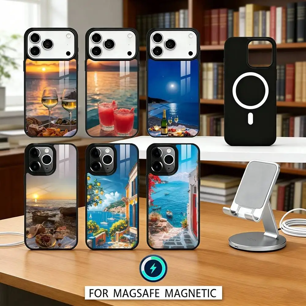 

Sunset AND Seaside Phone Case Magnetic For iPhone17 16 15 14 13 12 Pro Max For Magsafe Wireless Charging Cover