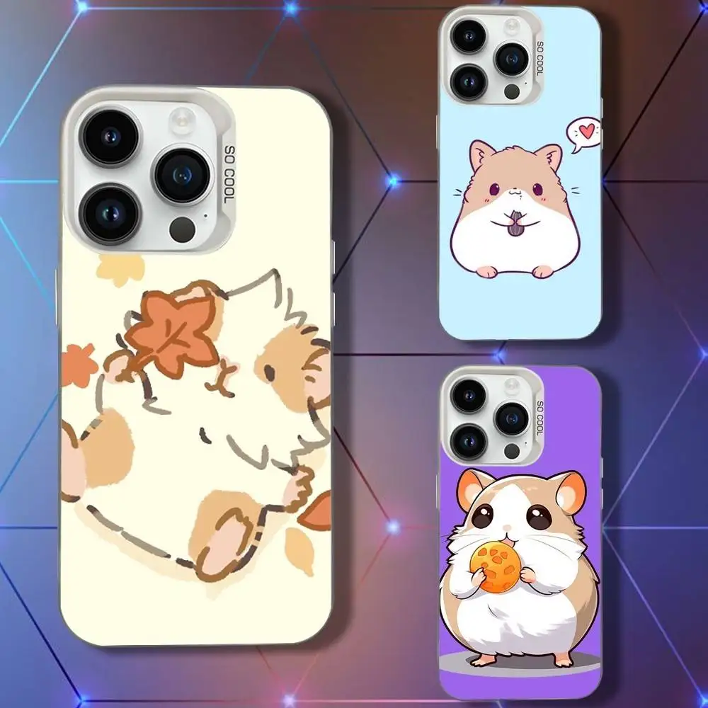 

Cartoon Animal Hamster Phone Case For iPhone 16,15,14,13,12,11,Pro,XS,Max,Plus,Mini,SE White Candy Matte Shockproof Cover