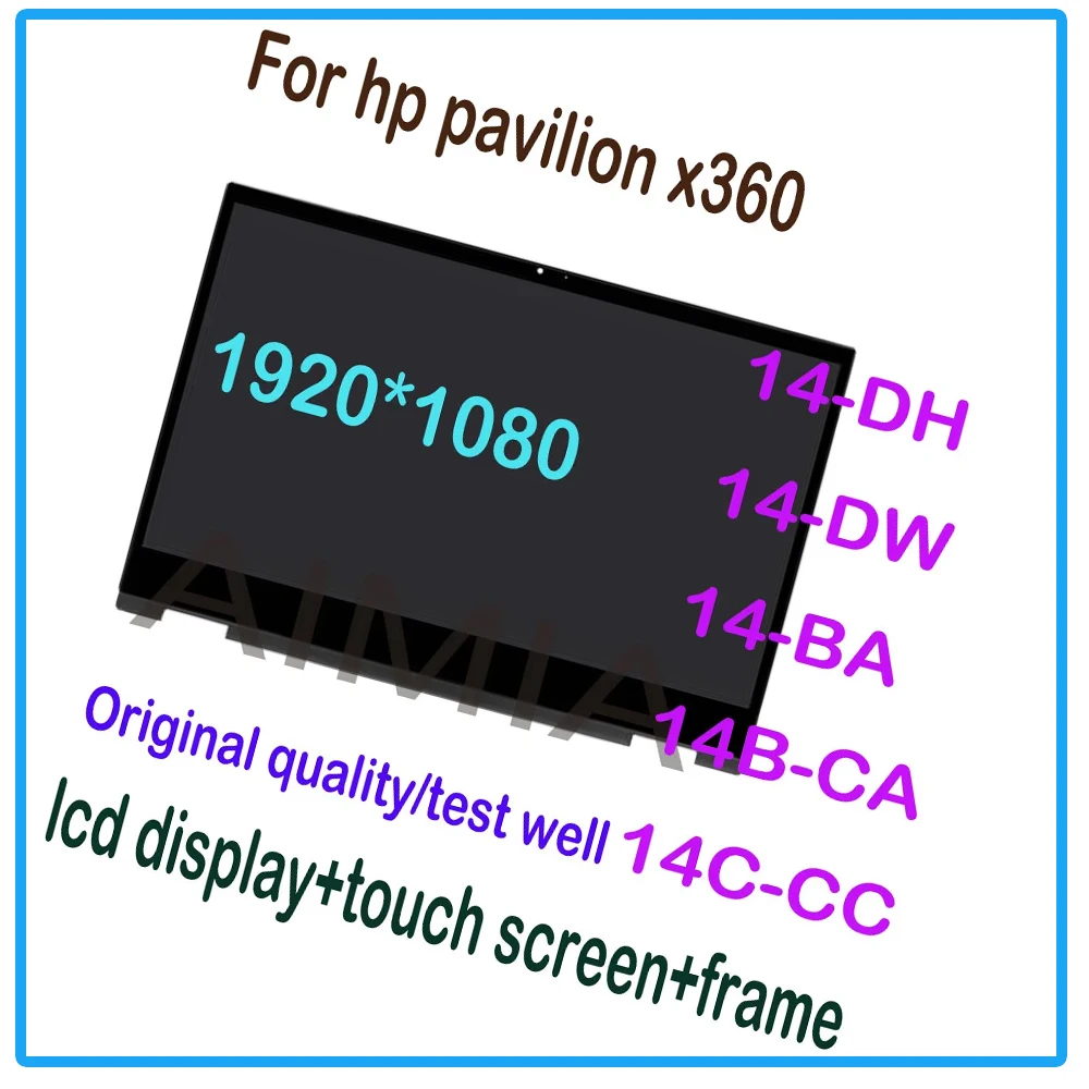 

14 Inch For HP Pavilion x360 14-DH 14-DW 14-BA 14B-CA Laptop LCD Display Touch Screen Digitizer Assembly With Frame Replacement