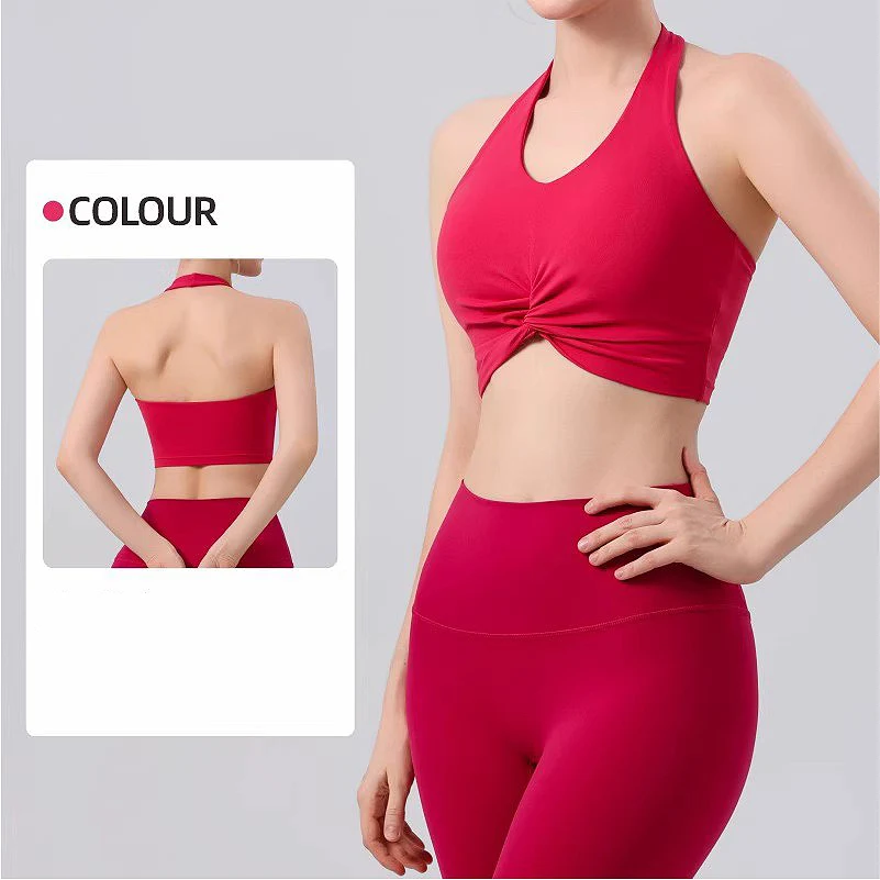 

Women's Sexy Hanging Neck Sports Bra Quick Dry Fitness Beauty Back Training Running Sports Bra Comfortable Support Yoga Bras