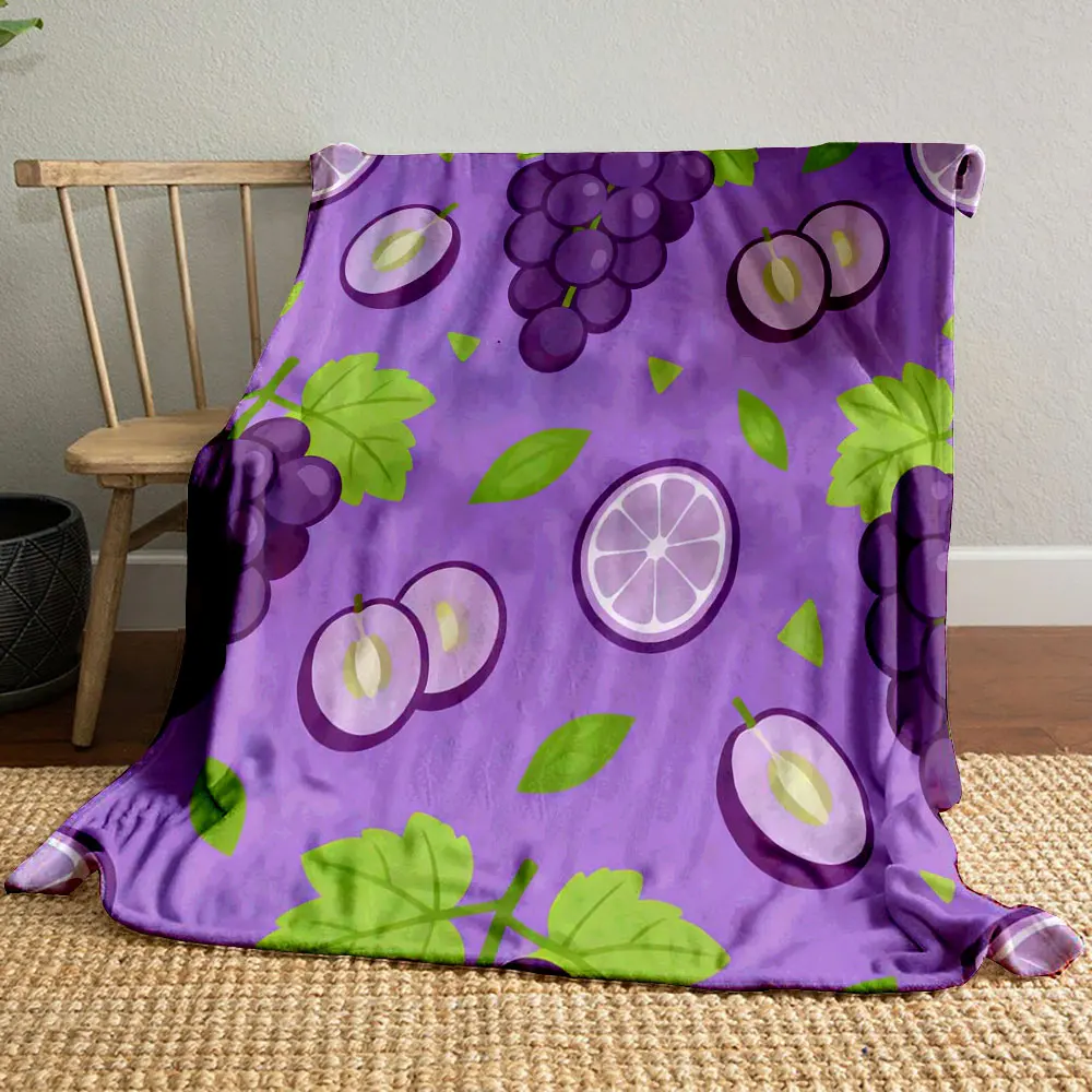 Printed with Fruit Slices and Green Leaf Style Warm Comfortable Blanket Home Travel Camping for Adults and Kids Luxury Gifts 2