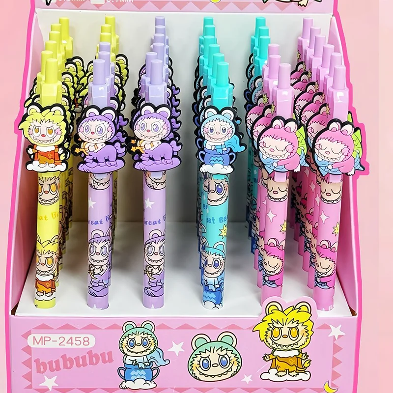 Labubu Mechanical Pencil 36pcs Propelling Pencil Series Kawaii 0.5mm Black Pen Cartoon  Student Office Write Stationery Gift