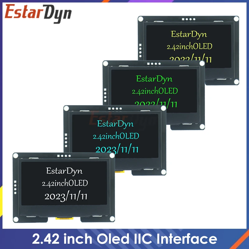 2.4'' 2.42 Inch 128x64 OLED LCD Display Module SSD1309 12864 4 Pin IIC I2C Serial Interface for Arduino C51
