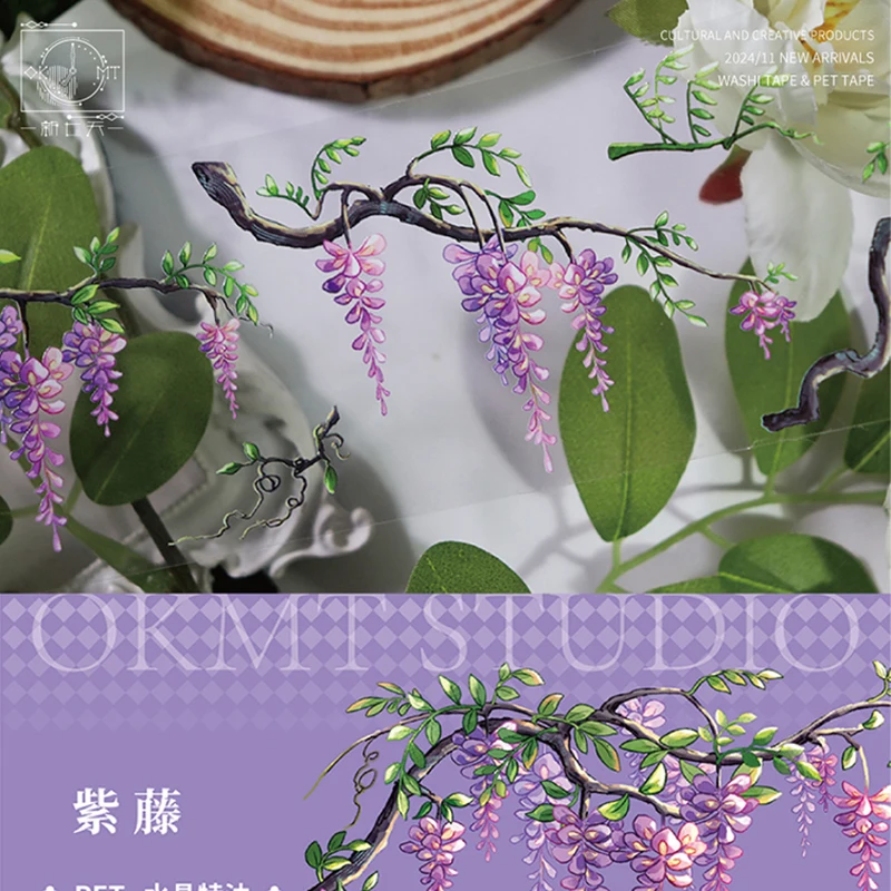 Wisteria Card Sticker PET washi Tape Crystal Special Oil Craft