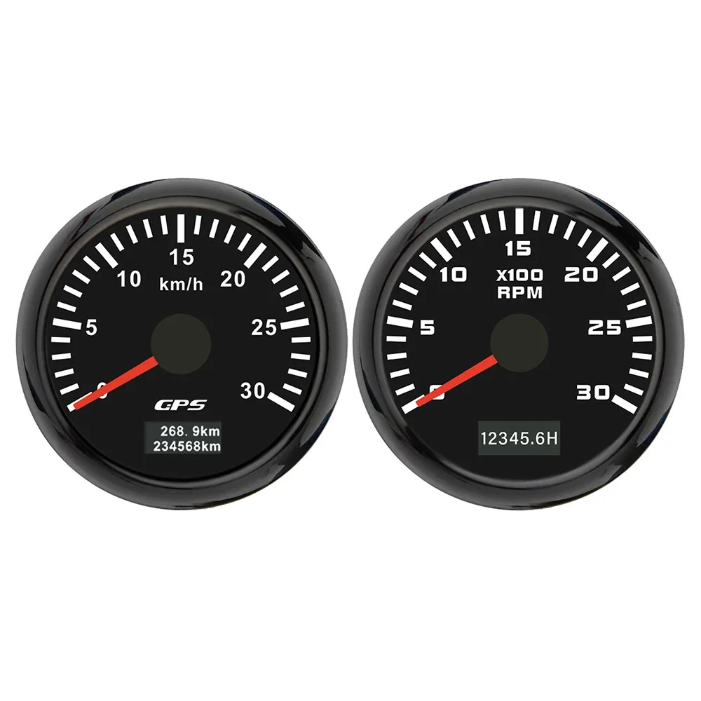 

ELING Universal 12V 24V 52mm GPS Speedometer 0-80KM/H 200kmh + 3000RPM 0-8000RPM Tachometer with Backlight for Car Boat Truck