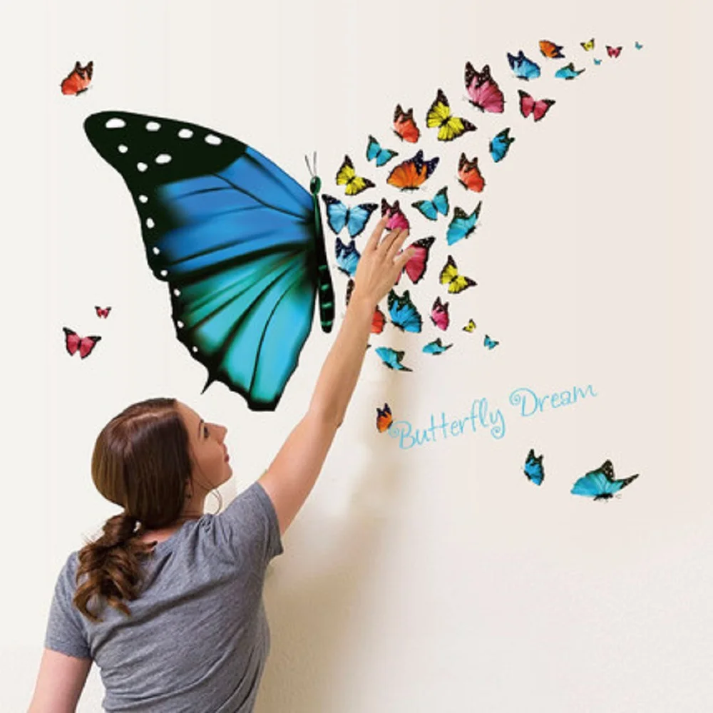 

Colorful Flying Butterfly Wall Sticker For Kids Rooms Home Decor Cartoon Tatoos Home Decoration Decals Wall Art Sticker Poster