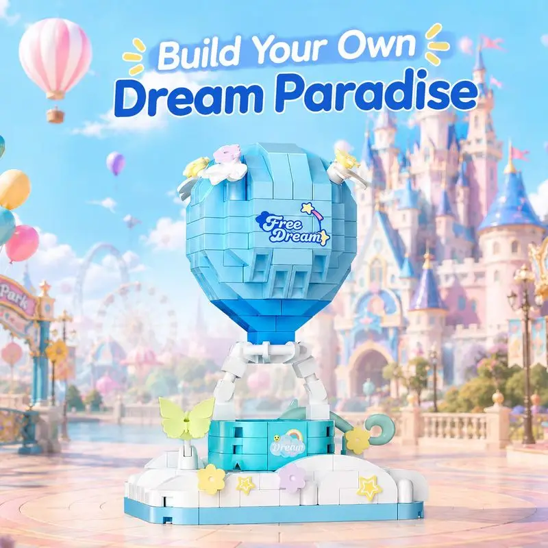 Amusement Park Model Building Blocks Ornament Cute Cartoon Series Diy Assembly Puzzle Toy Birthday Gift