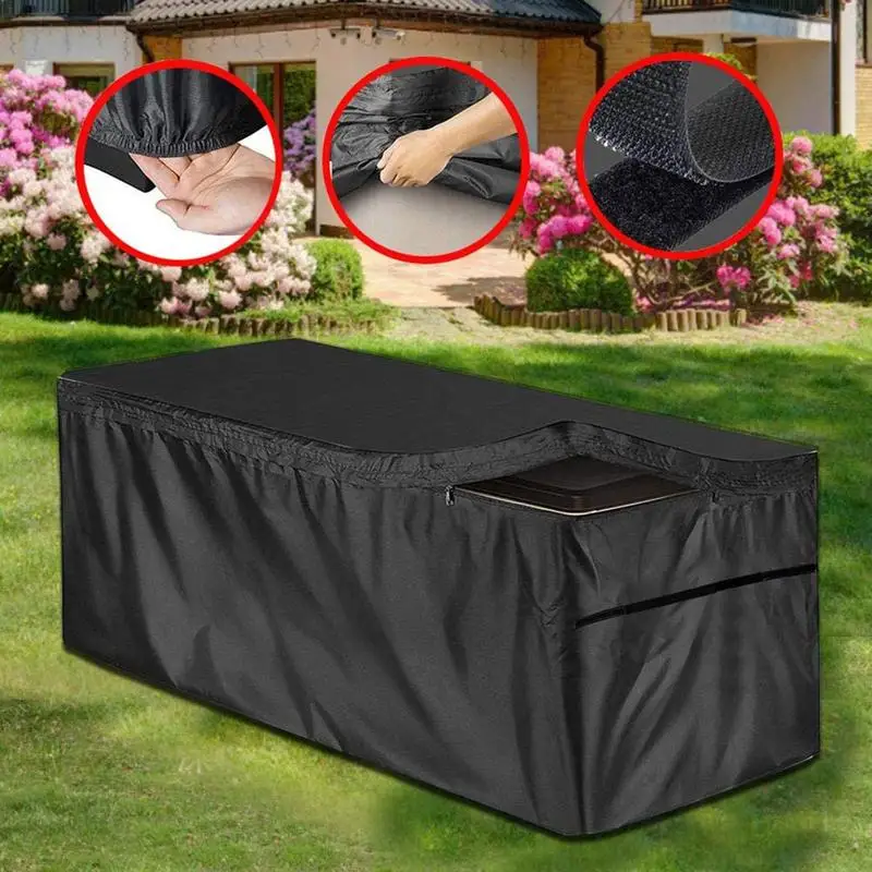Penutup Kotak Penyimpanan Taman Tahan Air Penutup Pelindung Kotak Dek Luar Ruangan Penutup Pelindung Furnitur dengan Ritsleting & Tali Serut