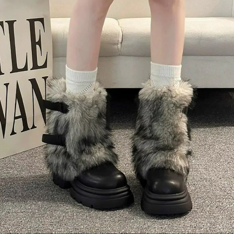 

Winter Warm Fashion Fur Anti-Slip Snow Boots Women's Thickened Plush Casual Short Boots Rubber Upper Artificial Leather Lining