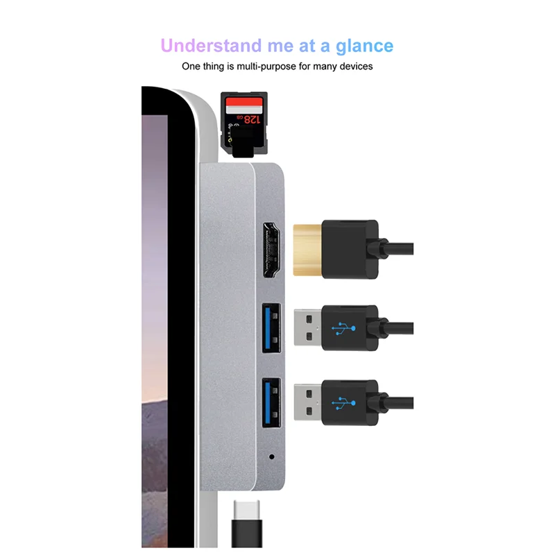 

Sust-aFor Surface Pro 8 USB C Hub, 4K and-Compatible Adapter+2 USB 3.0 Reader SD/TF Card Reader Adapter for Surface Pro