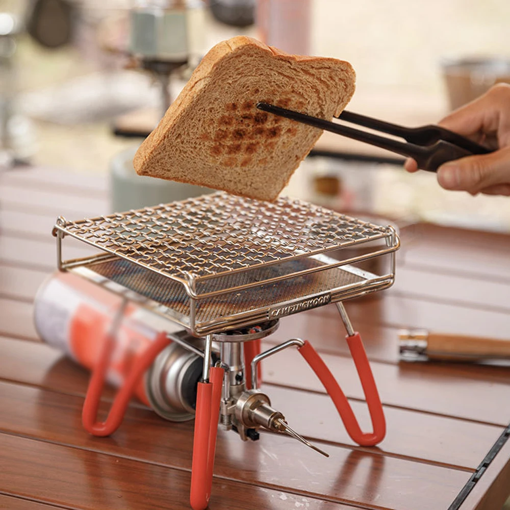 CAMPINGMOON Portable Stove Top Grill Net Camping Mini Foldable Furnace Grill Rack Barbecue Toast Baking Holder Heating Bracket