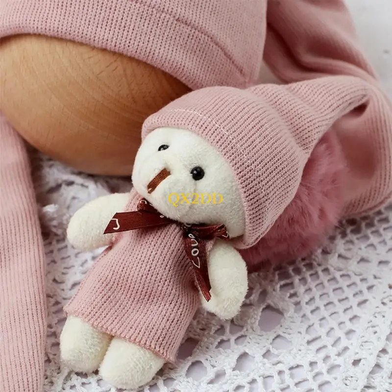 

QX2D Baby Photography Props Newborn Photo Costume Hat with Doll Outfits for Babies
