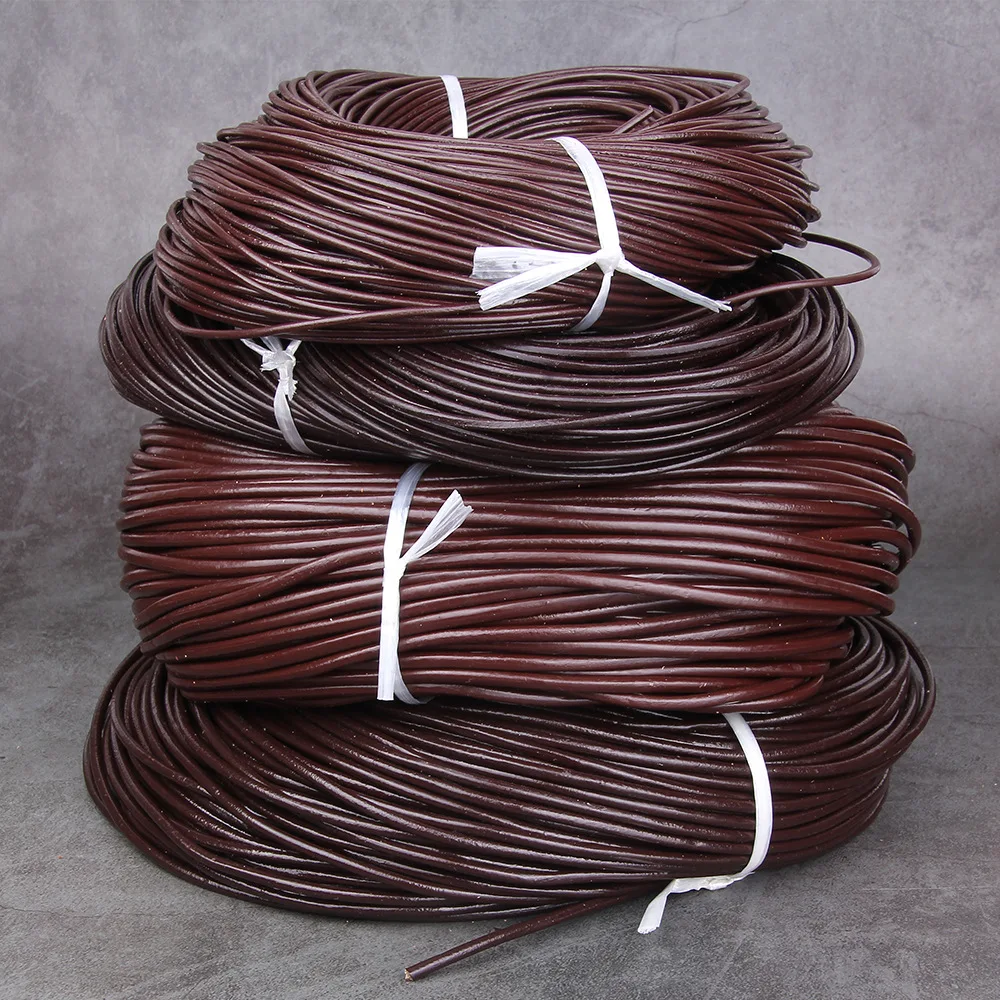 2M/Lot Breite 1-8mm Echte Runde Lederschnur Echtes Rindslederband Seil für DIY Halsketten Armbänder Schmuckherstellung Zubehör – Detail 2