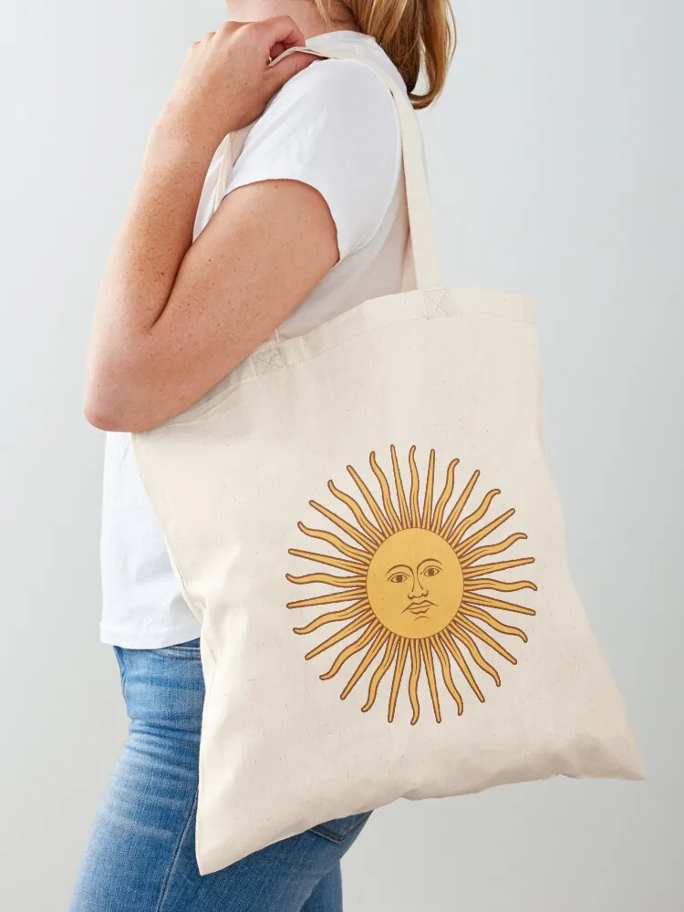 Argentina Flag T-Shirt Argentine Bedspread Sol De Mayo - Sun of May Tote Bag shopper bags shopping bag logo Canvas Tote Bag