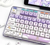 Gradual change purple rabbit theme keycap MOA highly sublimated customized keycap set Suitable for HI75 hi8 68 84 87 96 104