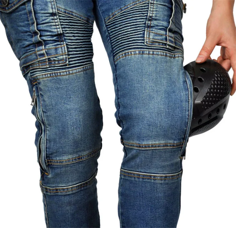 MEW motorcycle jeans women Four seasons retro casual riding pants Washed motorcycle elastic anti-fall pants