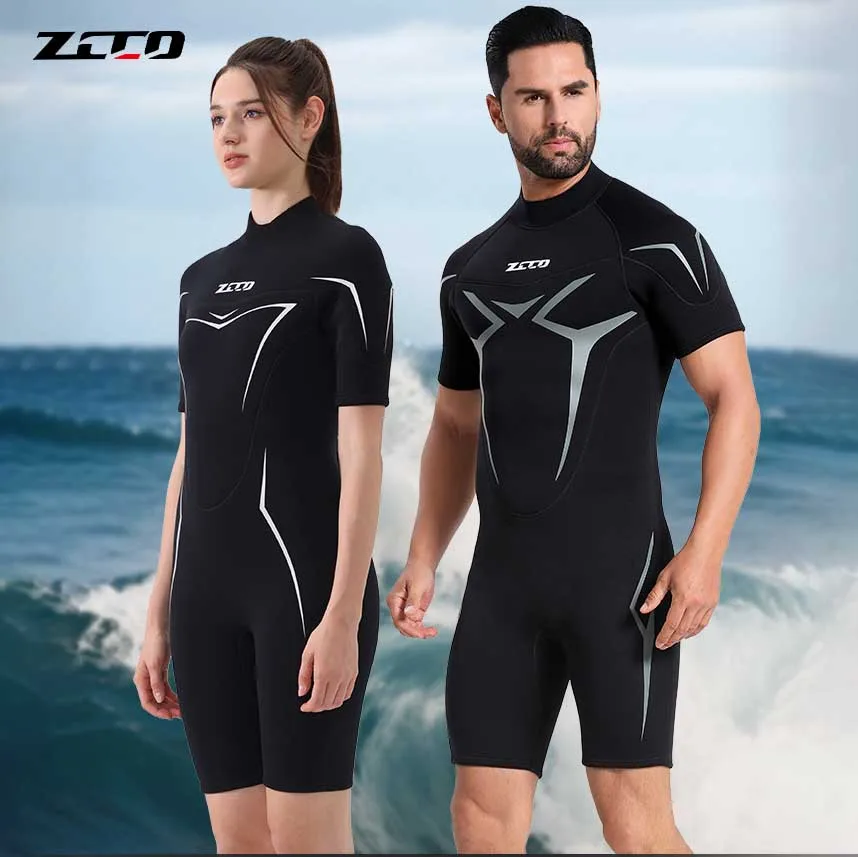 

3mm Neoprene Wetsuit Short Sleeve One Piece Women Men Diving Suit Back Zip Surfing Diving Swimming Snorkeling Kayaking
