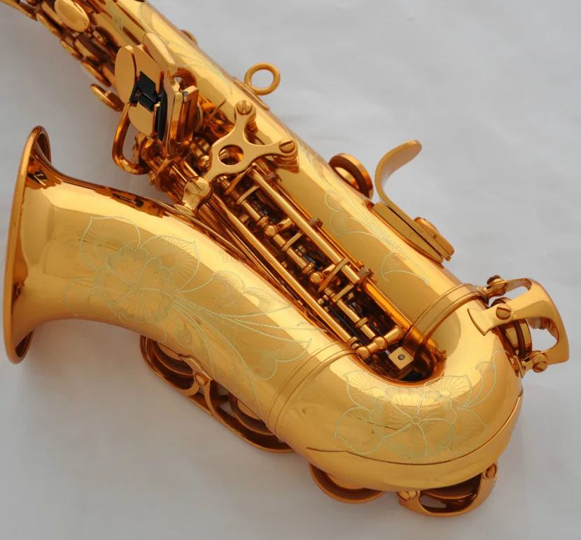 

Электрофориси, золотой изогнутый саксофон-сопрано с гравировкой, колокольчик, кожаный чехол для саксофона Bb 2025