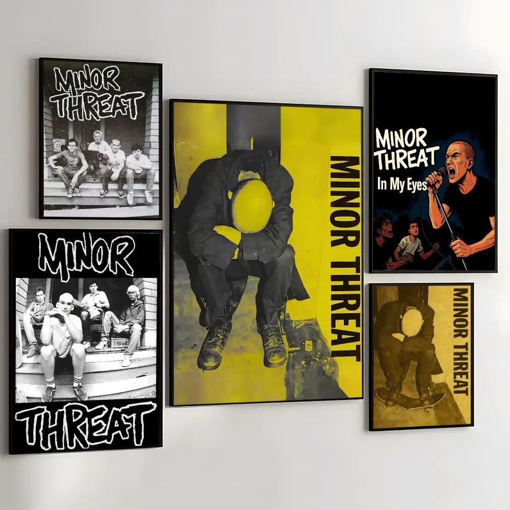 M-Minor Threat Painting Calligraphy Self Adhesive Wall Art Waterproof Print For Bedroom Hallway Home Decor