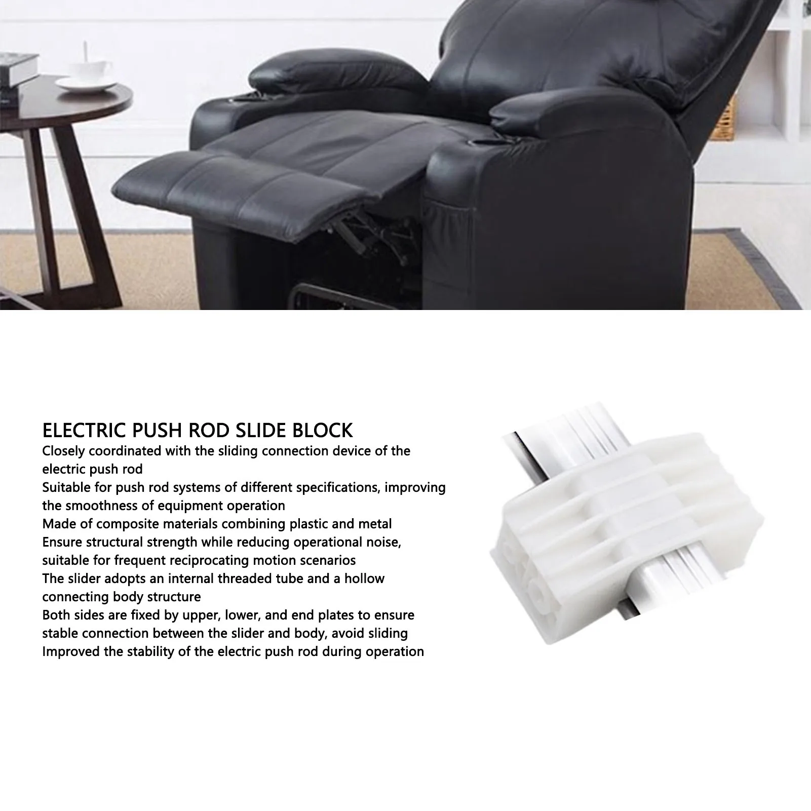 Bloco deslizante de haste de pressão elétrica, conexão estável, motor de baixo ruído, atuador linear deslizante para substituição