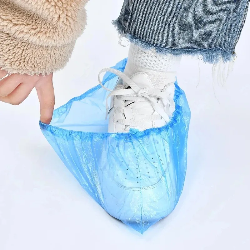 100Pcs Disposable Plastic Shoe Covers Reusable Waterproof Overshoes Indoor Household Sneaker Protector