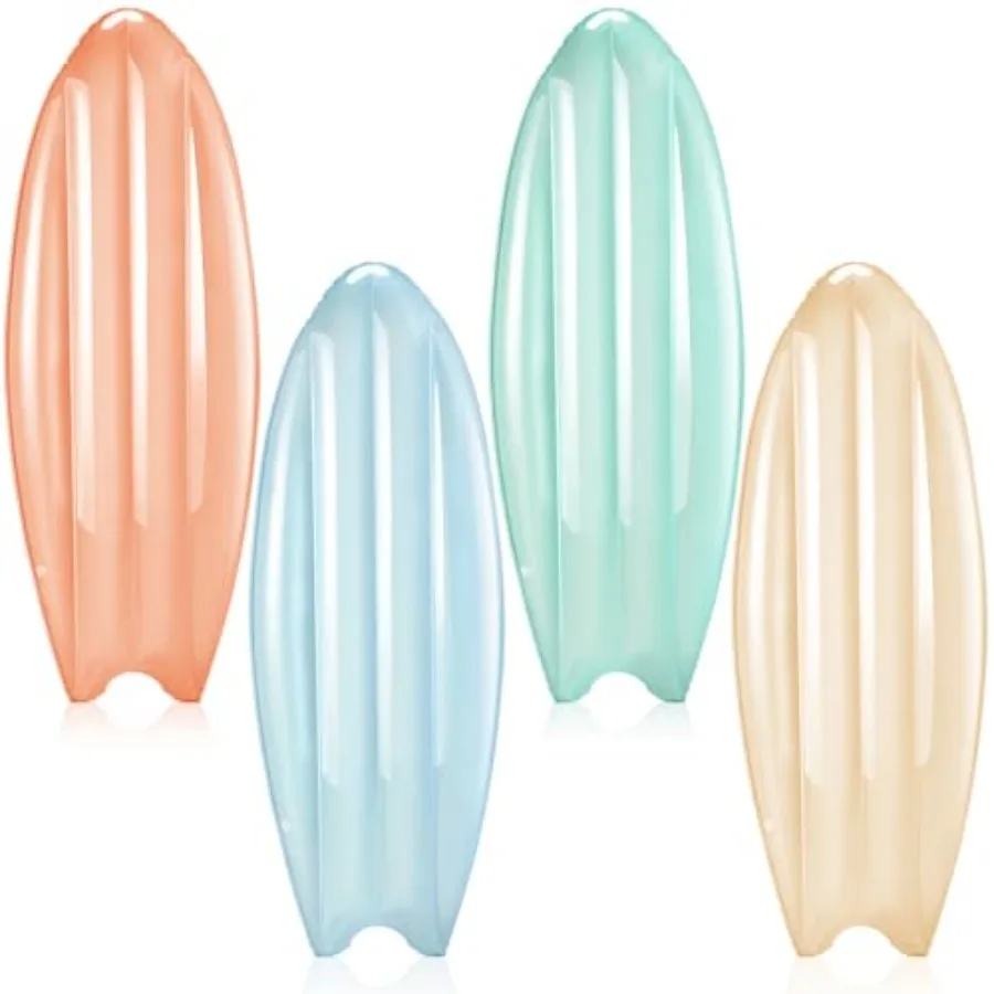 

4 Pcs Inflatable Surfboard Decorations Macaron Color Pool Floats Blow-up Pastel Surfboard for Hawaiian Beach Summer Pool Sea Pa