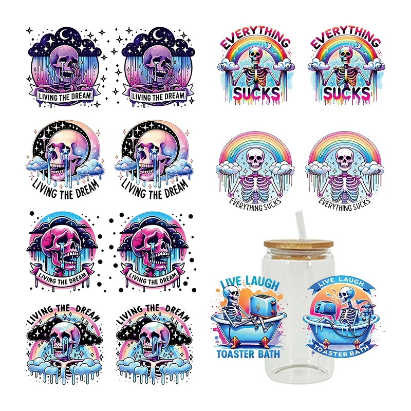 3D UV DTF Transfers Stickers 16oz Cup Wraps Halloween Death Printed For DIY Glass Ceramic Metal Leather Etc. D20537