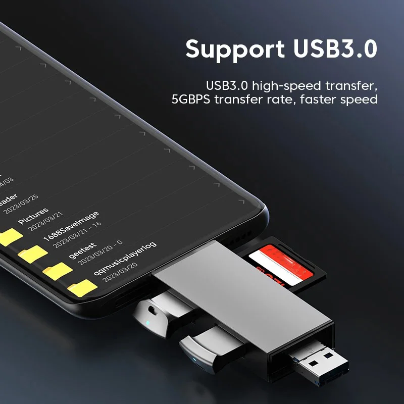 Устройство для чтения карт памяти USB Type C на SD TF ,7 in 1 Card Reader USB 3.0 Type C to SD TF Memory Card Flash Drive Adapter for PC Laptop Accessories Multi Smart Cardreader