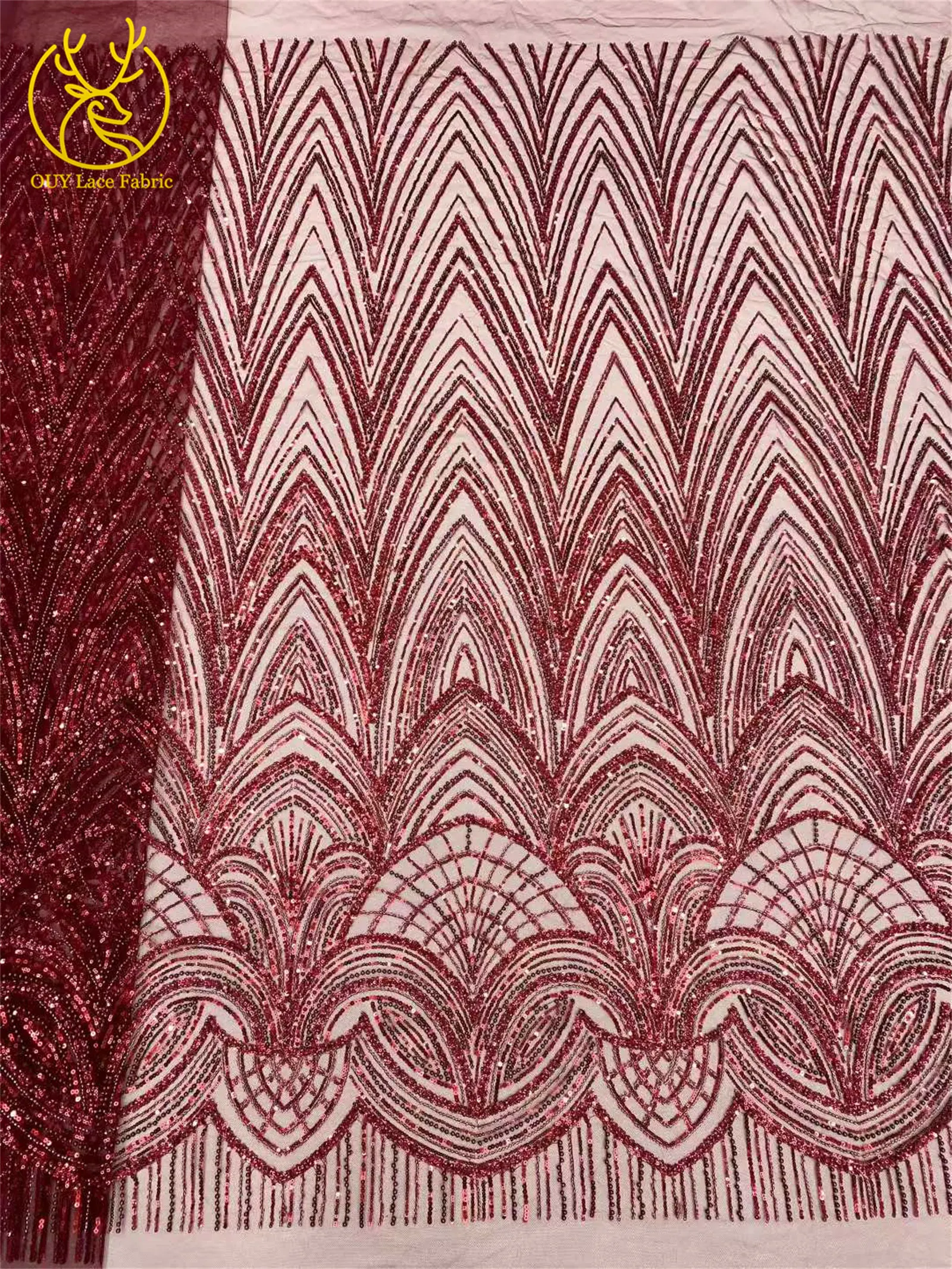 Schwarzer afrikanischer Perlen-Spitzenstoff 2026 Hochwertiger französischer Pailletten-Tüll-Spitzenstoff Nigerianischer Tüll für Hochzeit, Party, Kleid, Nähen, 5 Jahre – Detail 10