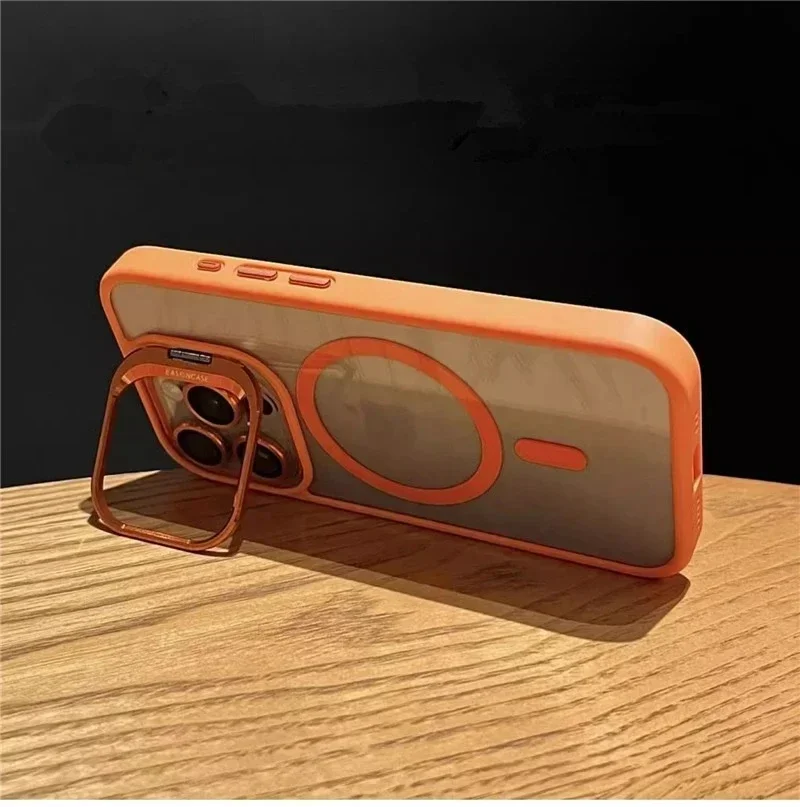 الفاخرة المغناطيسي للصدمات جراب هاتف آيفون 11 12 13 14 15 16 برو ماكس زائد Magsafe زجاج عدسة حامل حماية الغطاء الخلفي