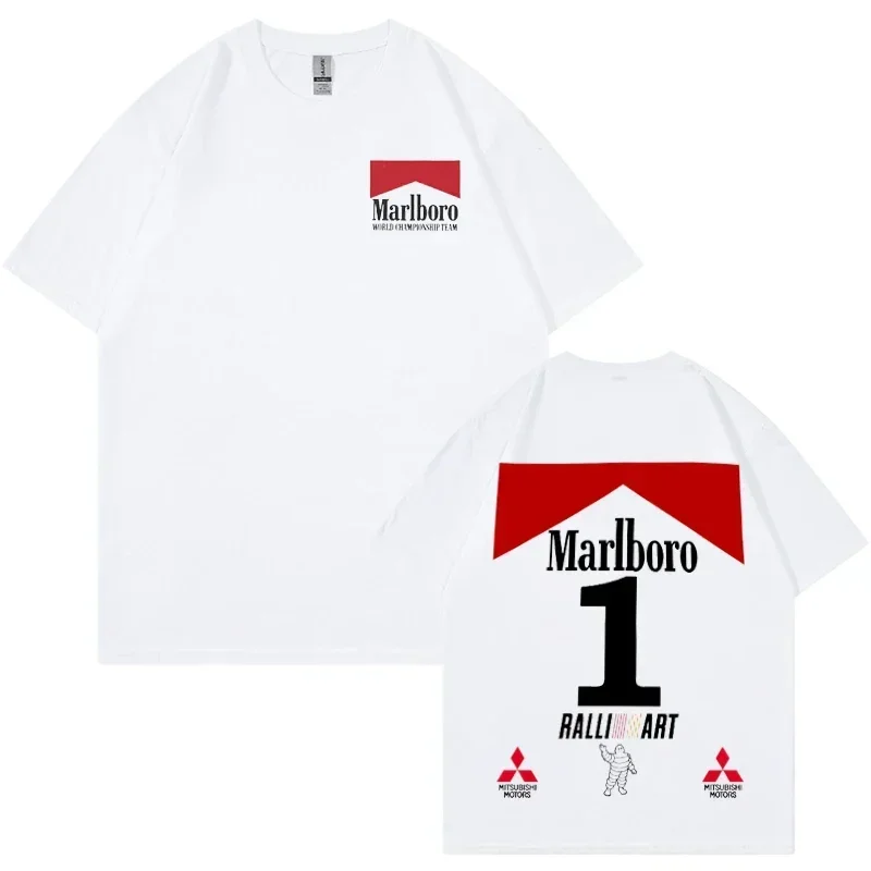 Marlboro Mitsubishi Evo VI Team Tee Men's Cotton Printed T-shirt Gym Jogging Street Casual Top for Boyfriend Gift