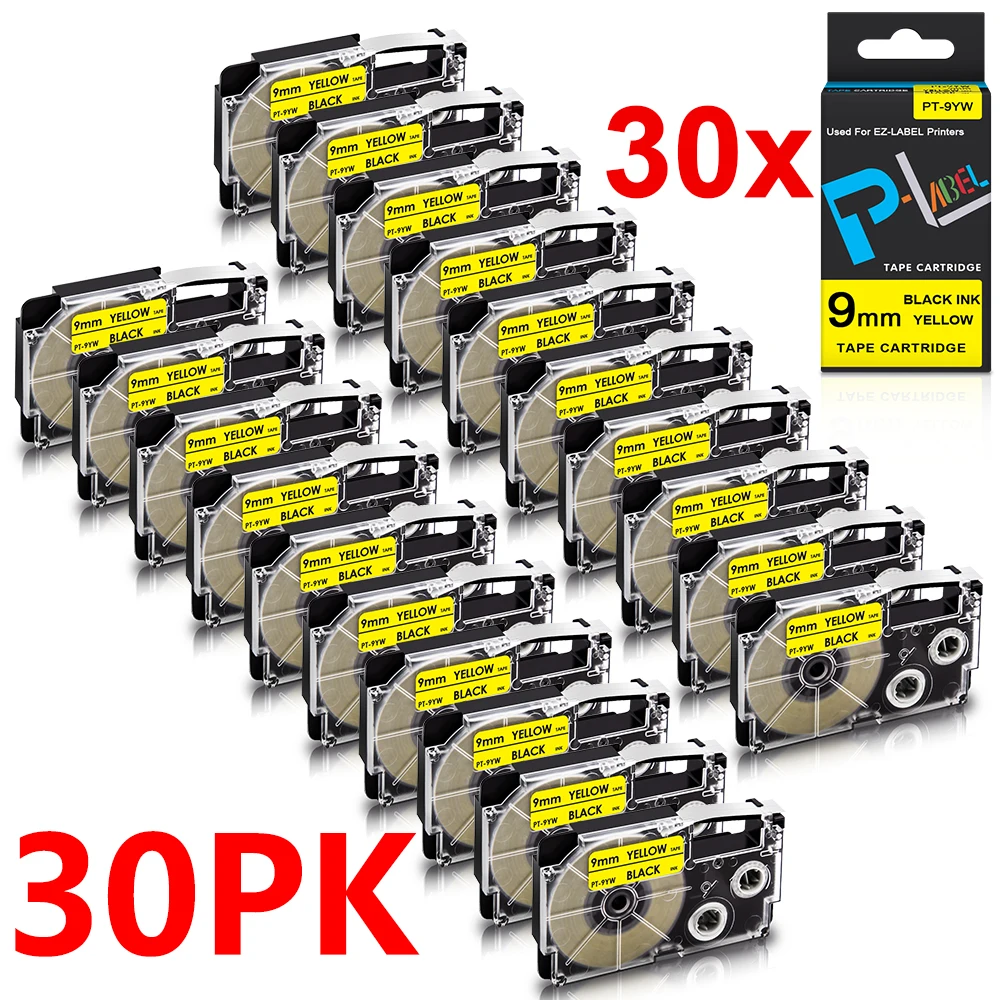 

30PK Labels XR9WE XR-9WE XR 9WE For Casio 6/9mm Label Tape XR6WE XR6WE XR-9YW XR-6YW For Casio KL-60 KL-60S KL-100 Label Maker