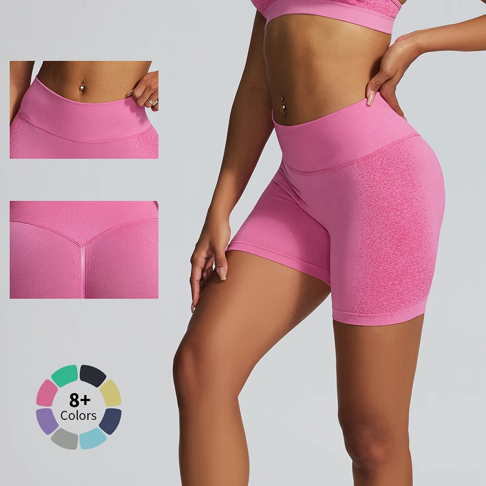 

Бесшовные шорты для йоги с высокой талией и рюшами для женщин: высокоэластичные, с эффектом подтяжки ягодиц, для спортзала, фитнеса, бега, с контролем живота, для тренировок