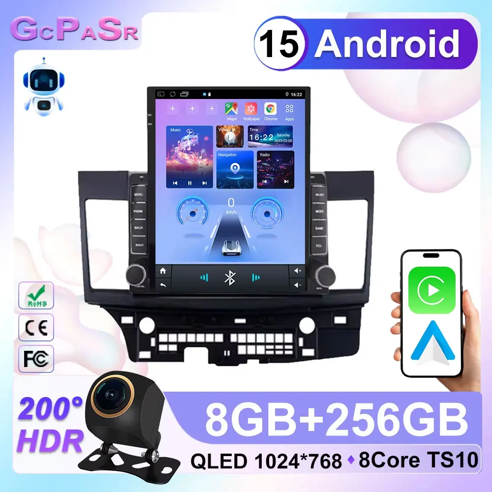 2din Android 15 Carplay Car Radio for Mitsubishi Lancer 10 CY 2007 - 2017 Multimedia Video Player 2 Din GPS IPS 4G Stereo DVD