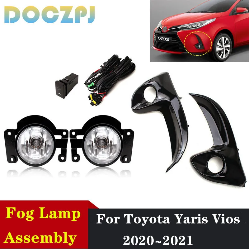 1Set Car Front Bumper Fog Lamp Assembly  For Toyota YARIS VIOS 2020~2021 Foglight With Wire Harness Upgrade Kit