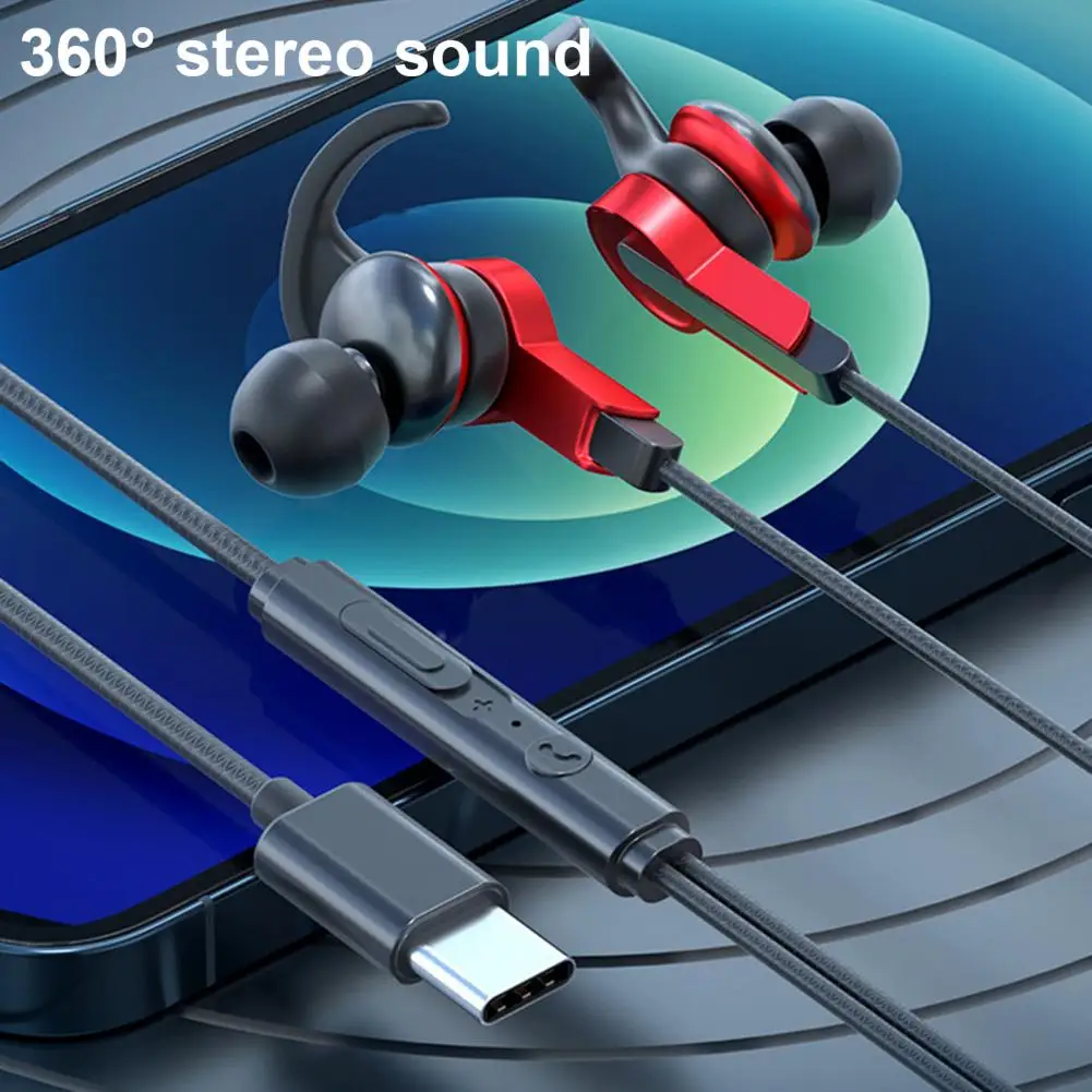 Wired Earphone In-ear Stereo Sound 3.5mm/Type-C Music Headphone Gaming Headset with Mic for Mobile Phone