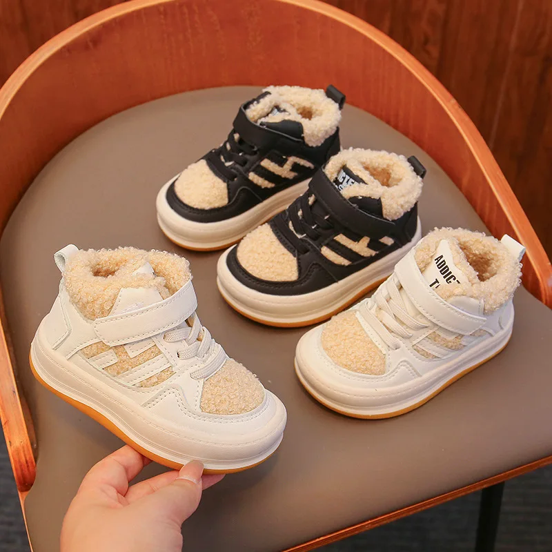 2023 Girls Cotton Shoes Children Plush Thickened Anti-skid Shoes Boys Warm Sports Shoes Baby Soft Comfortable Winter Sneakers