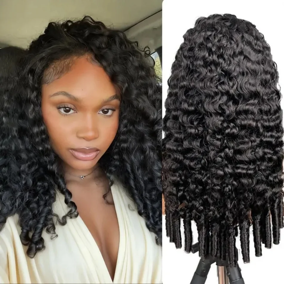 200 Density Burmese Curly Half Wig Spiral Curly Ends 3 In 1 Seamless Flip Over Wigs Human Hair with Drawstring Beginner Friendly Curly Wig For Women Daily Wear Machine Wig