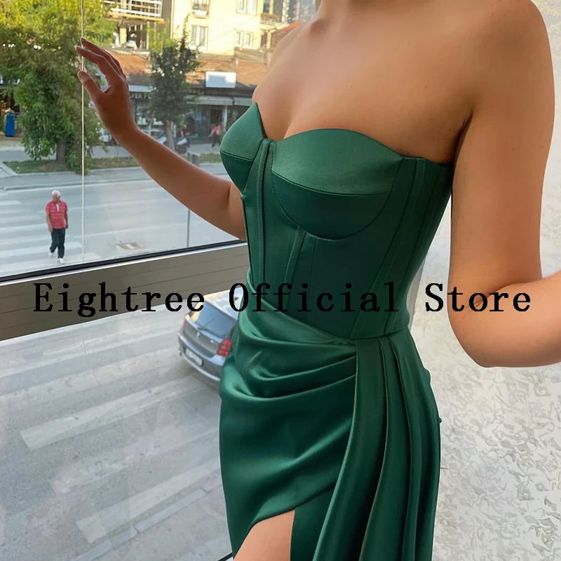 Eightree-Sexy Prom Vestidos com fenda lateral, sereia Evening Gowns, até o chão, plus size, Arábia Saudita, querida, coquetel, verde