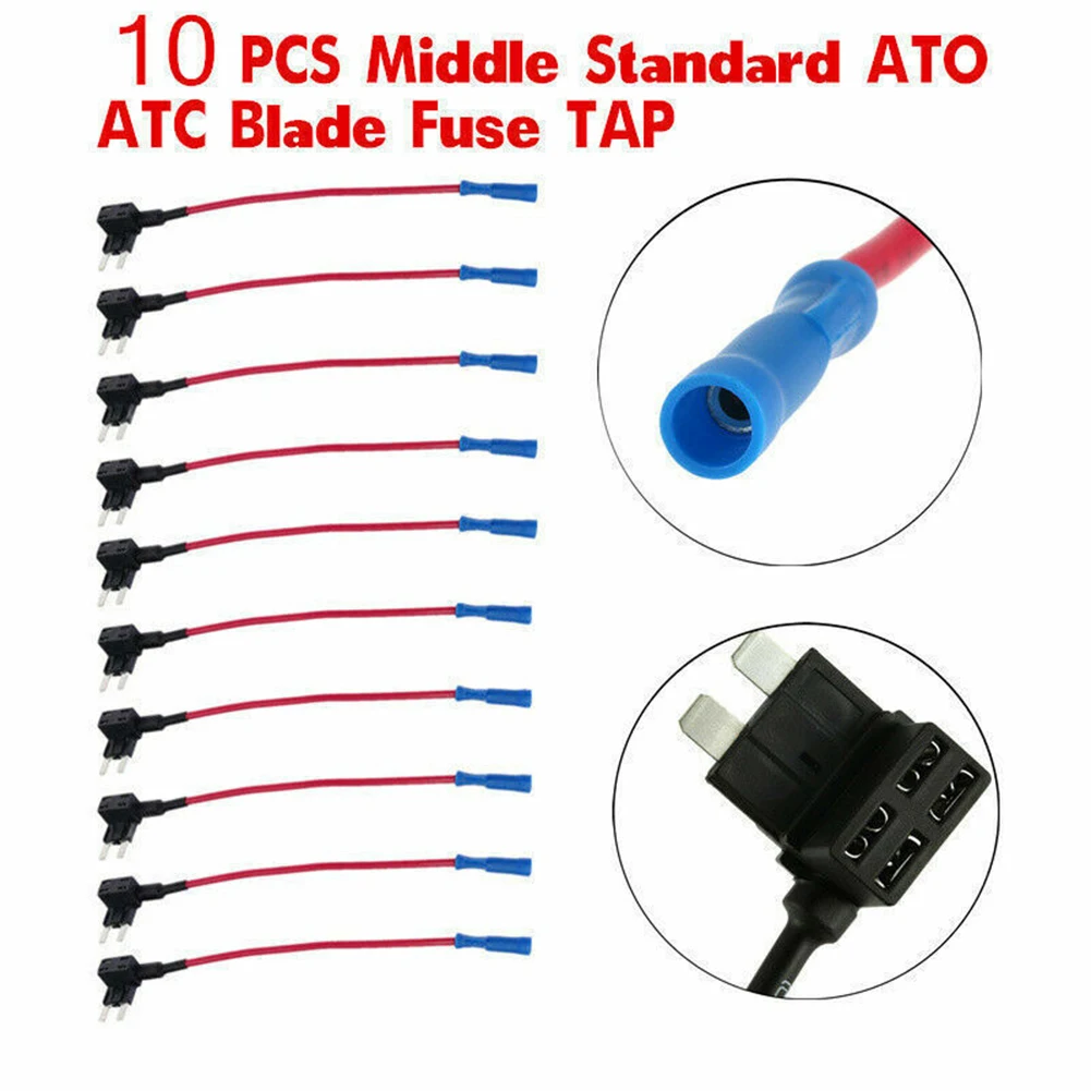 10Pcs Mini/small/medium Blade Fuse Holder ATO ATC Blade Fuse TAP Dual Circuit Adapter Auto CAR Non Destructive Modification Line