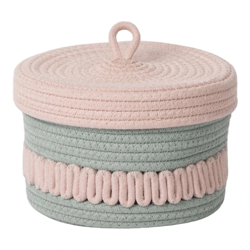 

Large Capacity Cotton Rope Storage Container with Lid Desktop Sundries